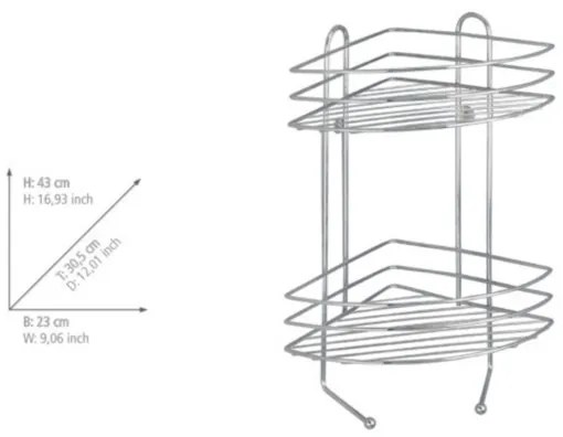 WENKO 15498100 - Rohová polica EXCLUSIVE 23x30,5 cm lesklý chróm
