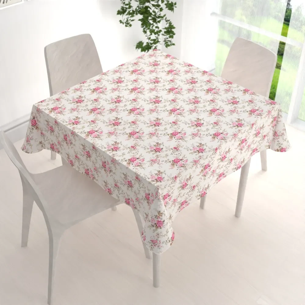 Biante Dekoračný štvorcový obrus PML-107 Ružové ružičky na bielom 50x50 cm