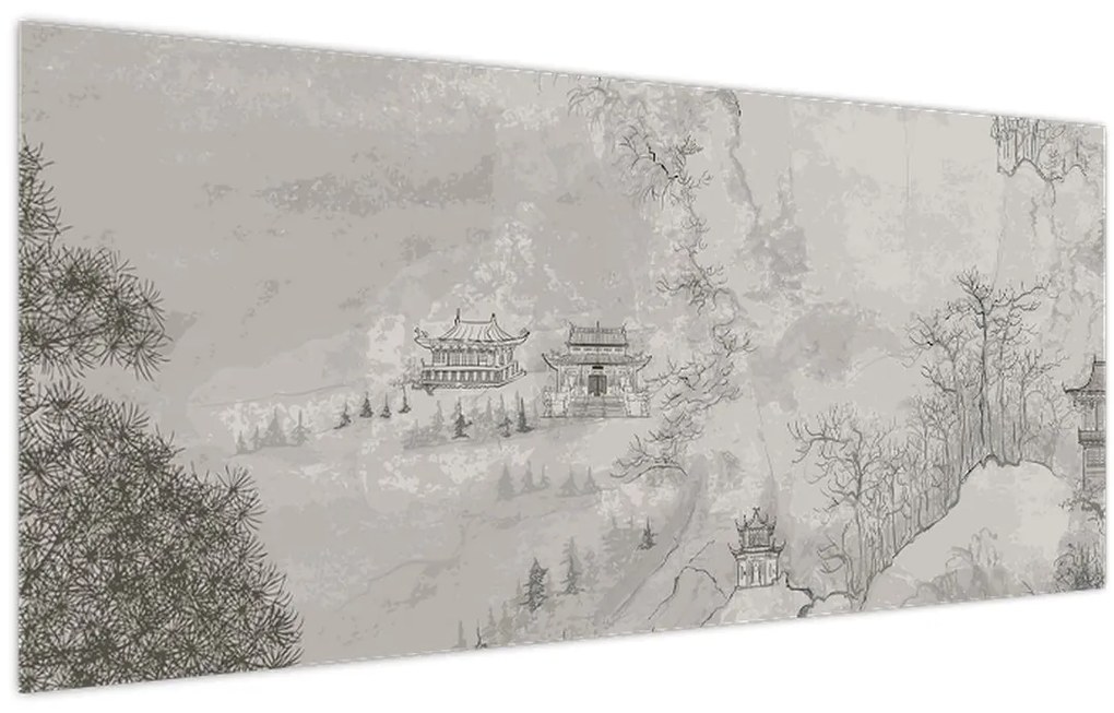 Obraz - Čínska krajina (120x50 cm)