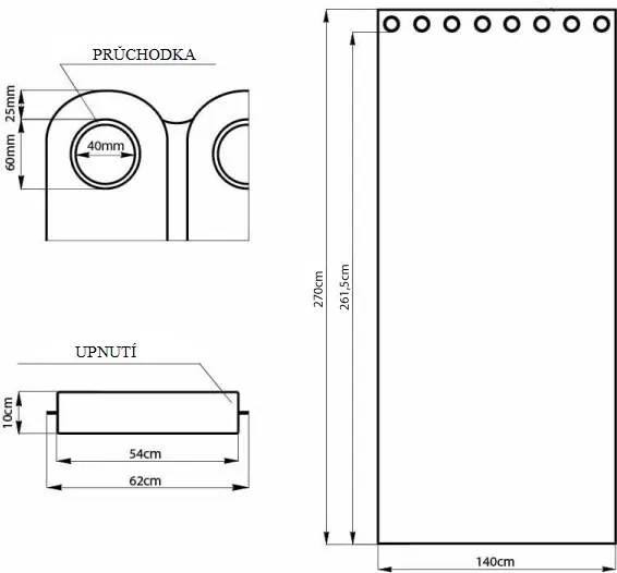 Záves AmeliaHome Blackout s priechodkami 140x270 cm krémový
