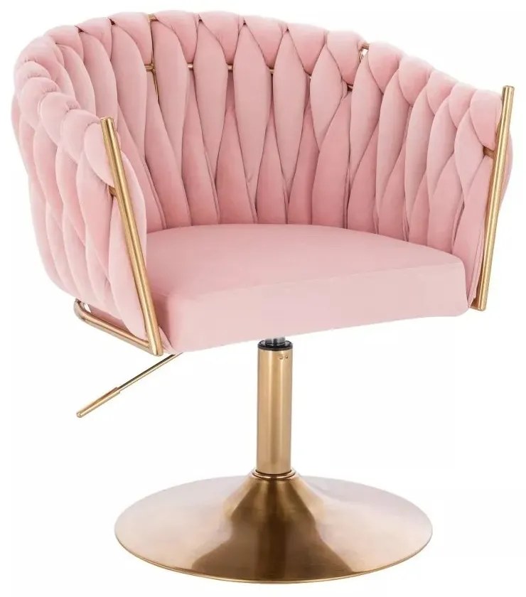 LuxuryForm DESIGN Stolička NORDEN VELUR na zlatom tanieri - ružová