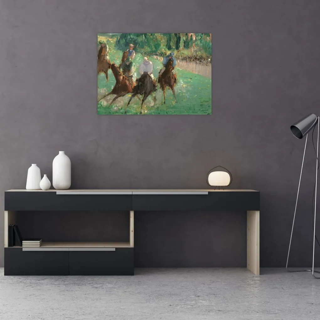 Sklenený obraz - Edouard Manet, At the Races, reprodukcia (70x50 cm)