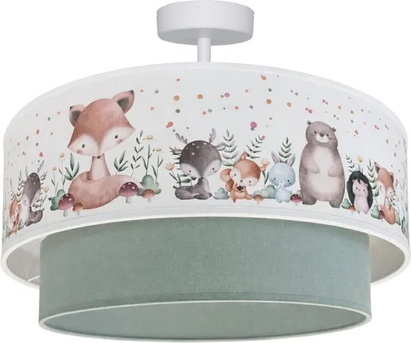 Brilagi-LED Detské prisadené stropné svietidlo BOBO 1xE27/60W/230V Ø 40 cm biela/zelená/so zvieracím motívom