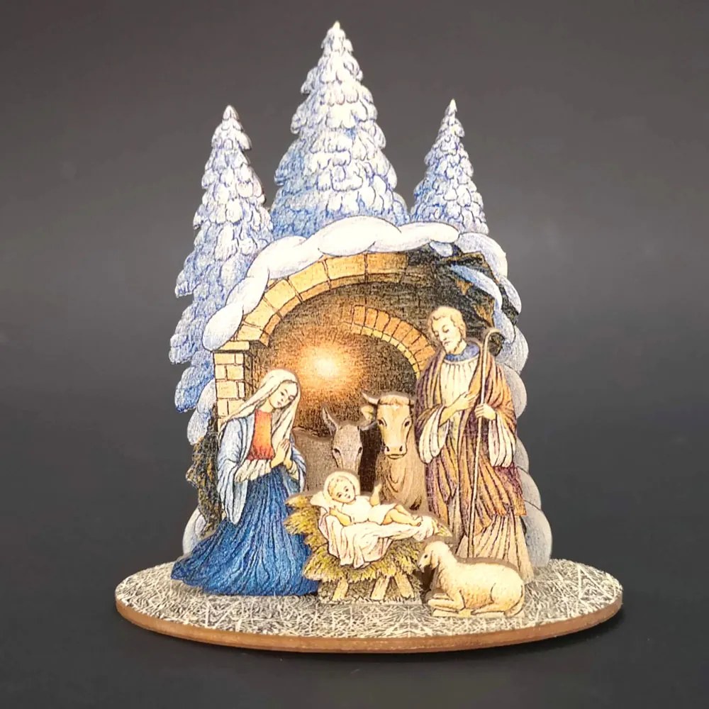 AMADEA Drevený skladací betlehem 3D 9 cm