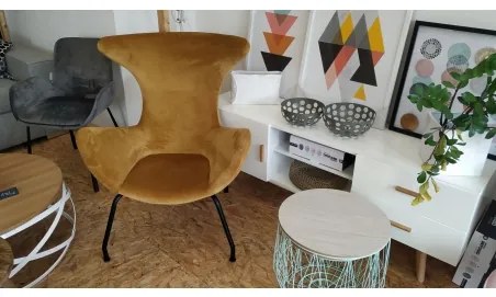 CHLEO velvet kreslo Horčicová