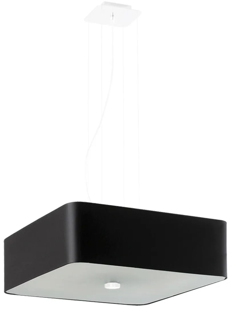 Závesné svietidlo Lokko, 1x čierne textilné tienidlo, (biele sklo), (45 cm)