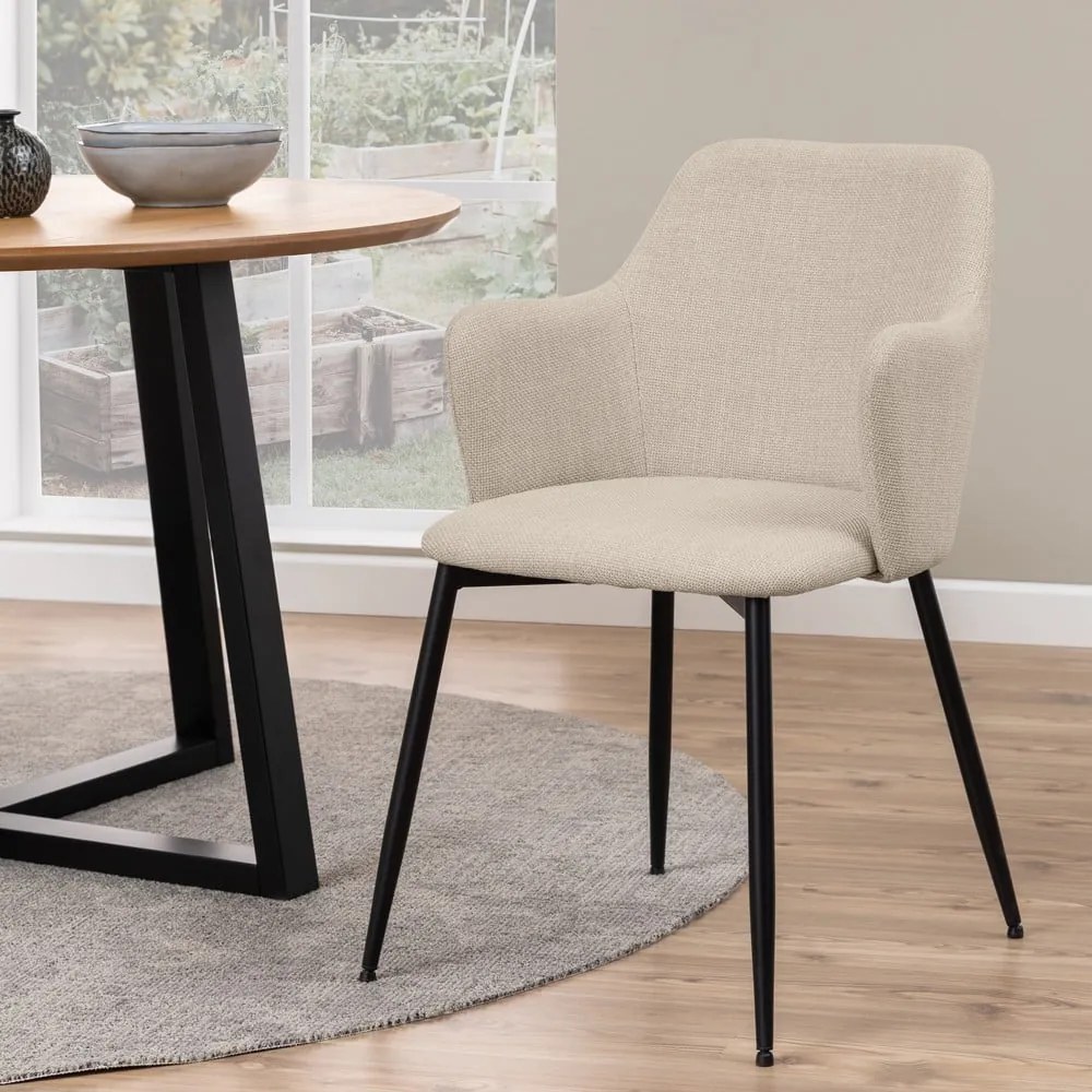 Krémovobiele čalúnené jedálenské kreslá v súprave 2 ks Ilsa – Actona