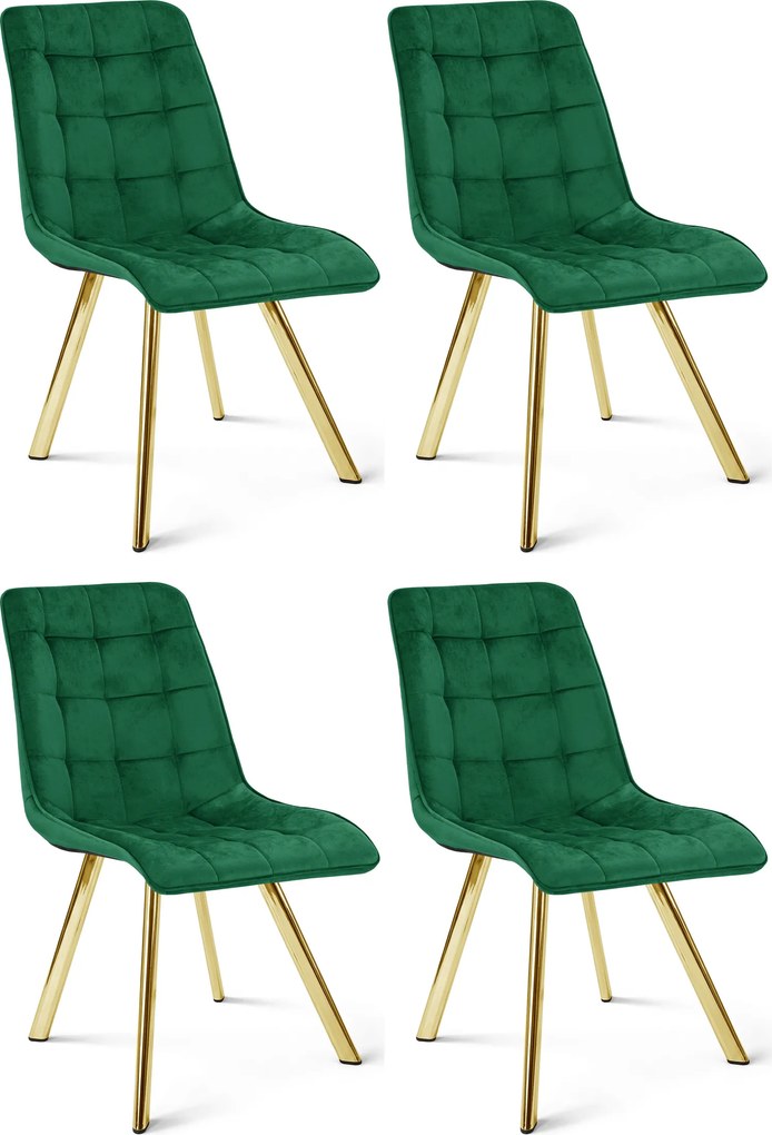 Jedálenská stolička CIEZA VELVET so zlatými nohami, zelená