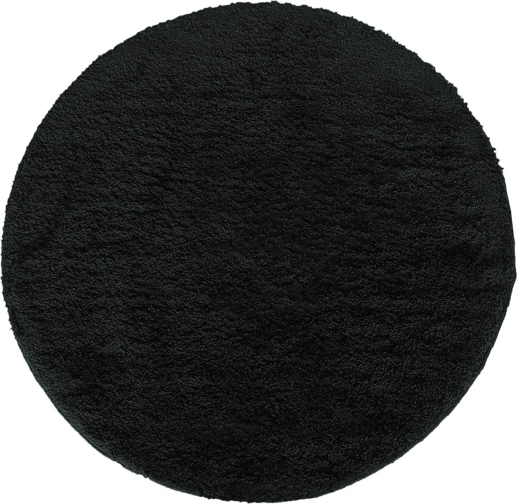 DY Čierny okrúhly shaggy koberec Camel Rozmer: 140 cm