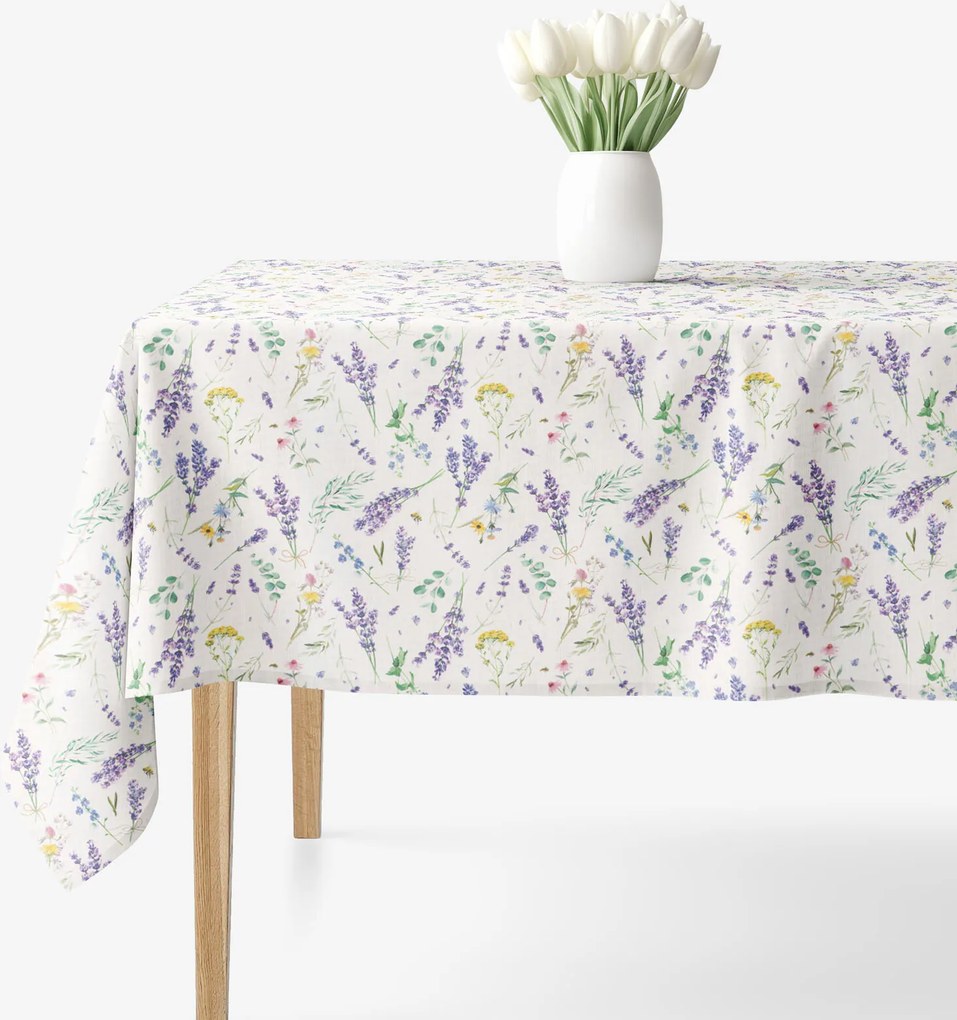 Goldea hranatý obrus valencia - levanduľová záhrada 100 x 140 cm