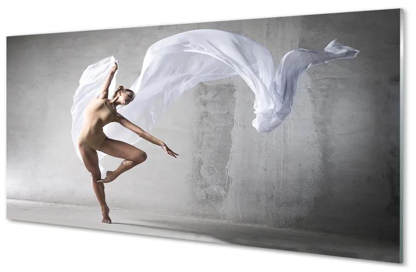 Sklenený obraz Žena tancuje biely materiál 125x50 cm