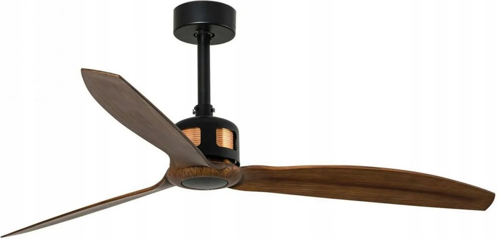 Dizajnový stropný ventilátor Faro Copper Fan M, čierna/drevo, DC motor, 132