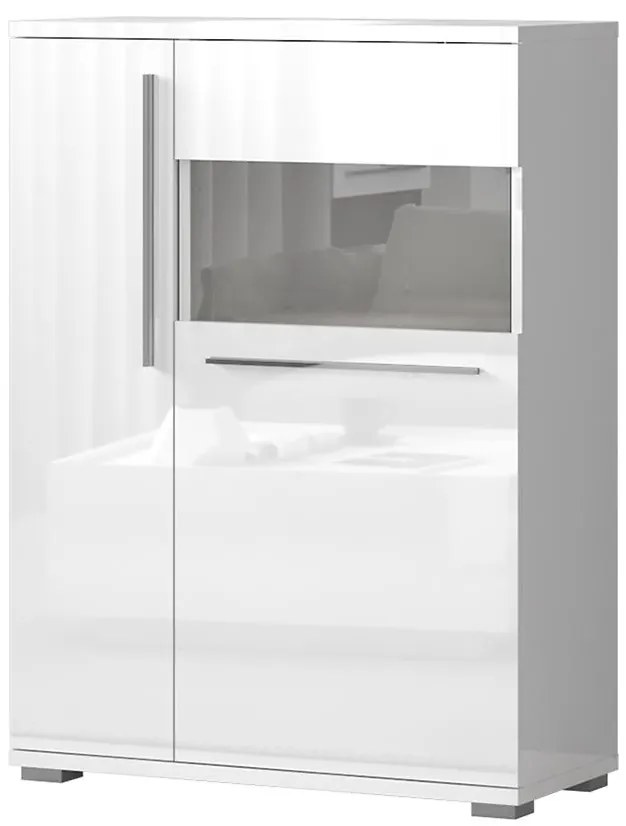 Vitrína Piano V90-2KSV/PN-70/KA/70 lakované crystal white