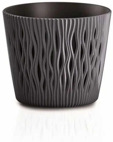 Prosperplast Kvetináč s vložkou Sandy Round antracit, varianta 12,8 cm
