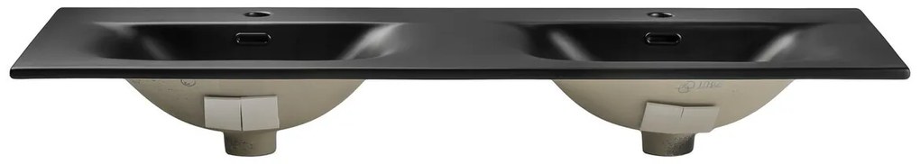 Dvojité keramické umývadlo Sky1 120 cm matné čierne