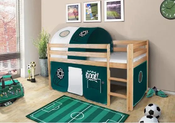 Detská vyvýšená posteľ FUTBAL - PRÍRODNÉ