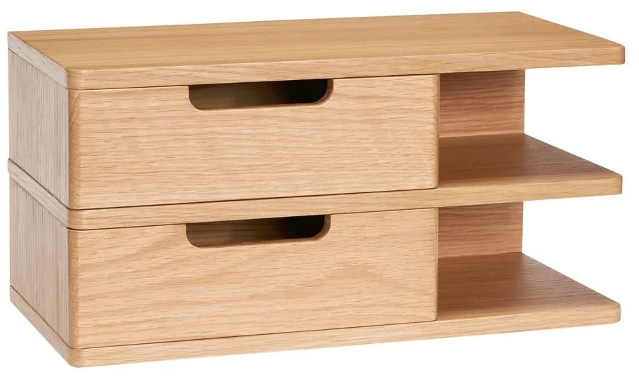 Závesný nočný stolík s poličkami v dekore duba v prírodnej farbe Öppen – Hübsch