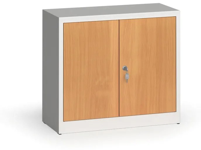 Zvárané skrine s lamino dverami, 800 x 920 x 400 mm, RAL 7035/buk