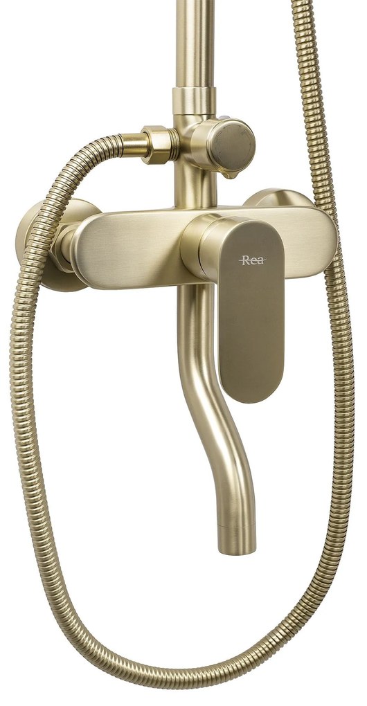 Rea Drop, sprchový set s ručnou a hlavovou sprchou, zlatá matná, REA-P7063