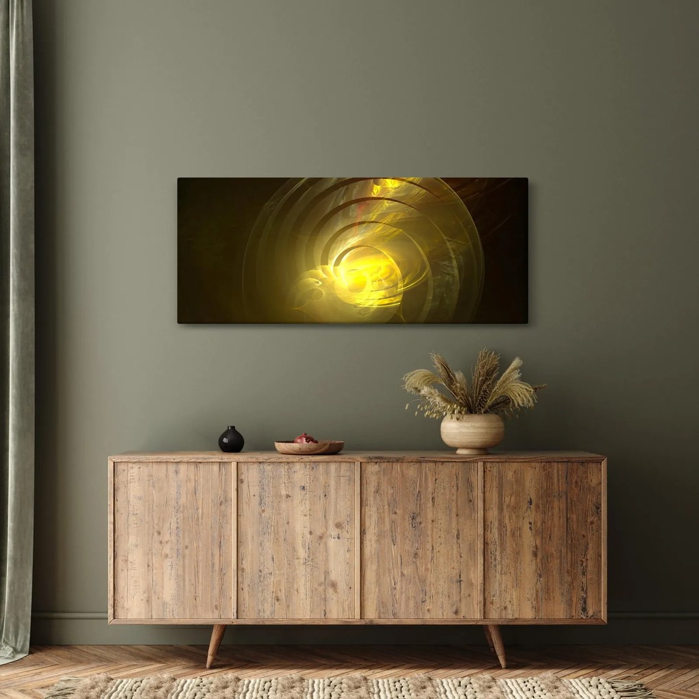 Obraz žltej abstraktnej špirály (120x50 cm)