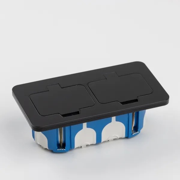 Solight 5B323B - Vonkajšia vstavaná podlahová dvojzásuvka IP55 čierna obdĺžnikový