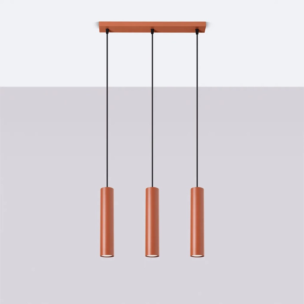 Závesné svietidlo Lagos, 3x oranžové kovové tienidlo