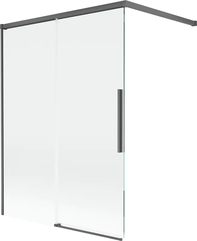 Mexen Rox, 2-krídlová posuvná vaňová zástena 120 x 150 cm, 8mm číre sklo, brúsený grafit profil, 8C9-100-003-66-00