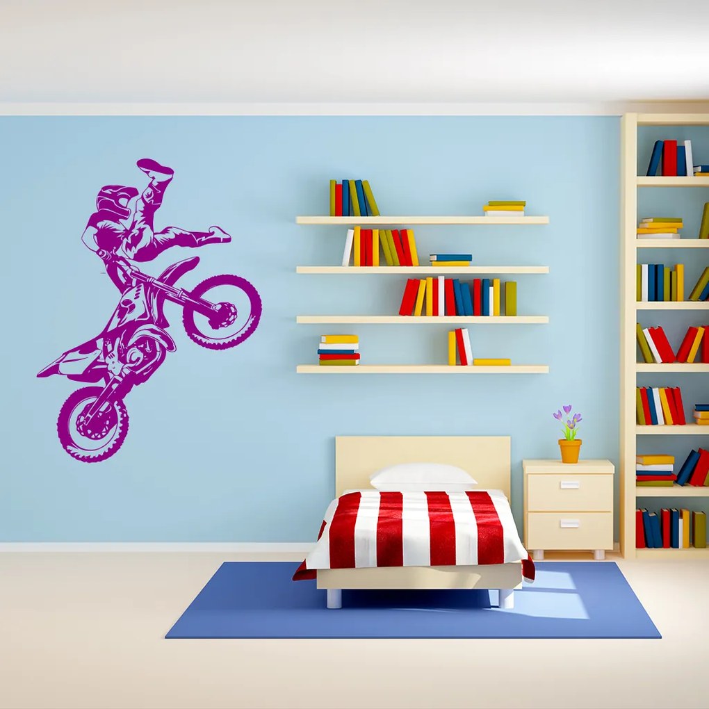 Veselá Stena Samolepka Freestyle Motocross Farba: oranžová, Veľkosť: 60 x 44 cm