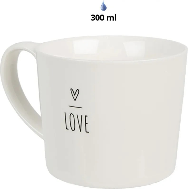 Biely hrnček so srdiečkom s nápisom Love - Lovely Day - 12*8*7 cm / 275 ml