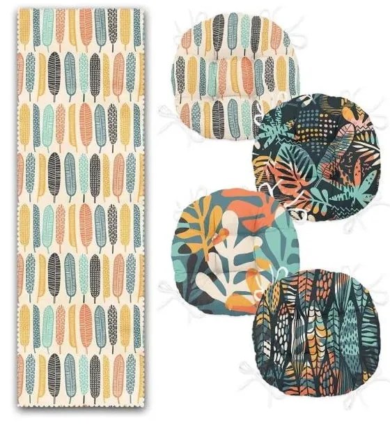 Súprava sedákov a behúňa 5 ks Long Leaves – Mila Home