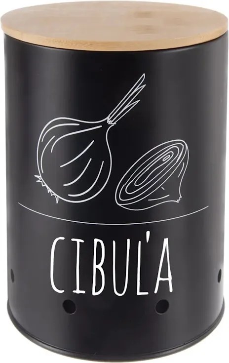 Orion Dóza na cibuľu, plech/bambus pr. 13 cm, BLACK SK