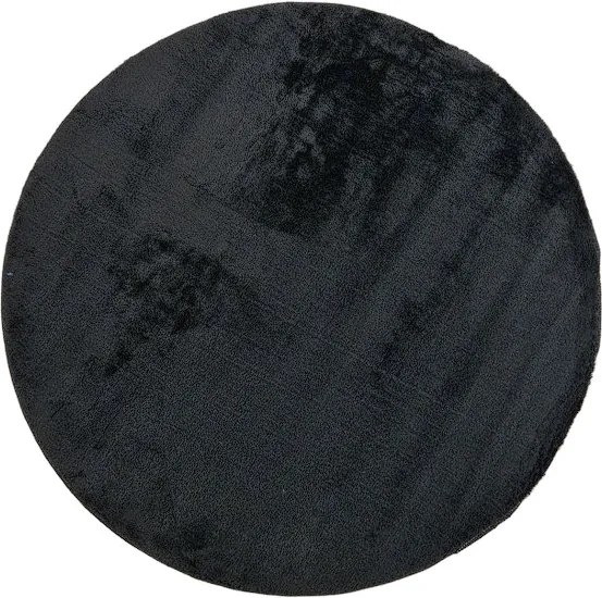 Okrúhly čierny koberec s vysokým vlasom Plush Deluxe Rozmer: 120x120 cm