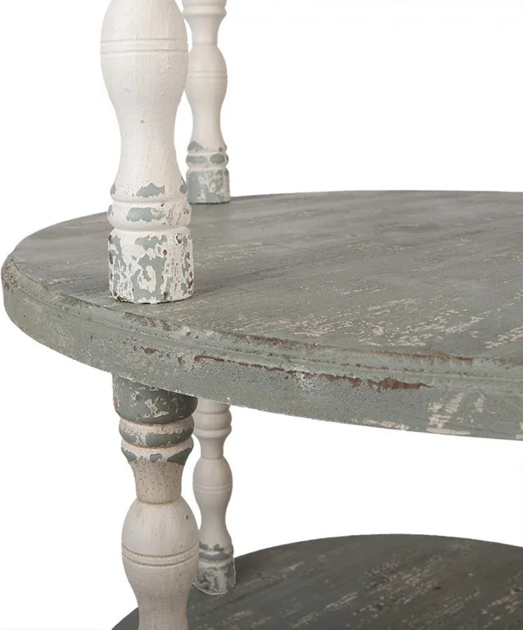Béžový antik voľne stojaci okrúhly drevený regál Brocante - Ø 80*175 cm