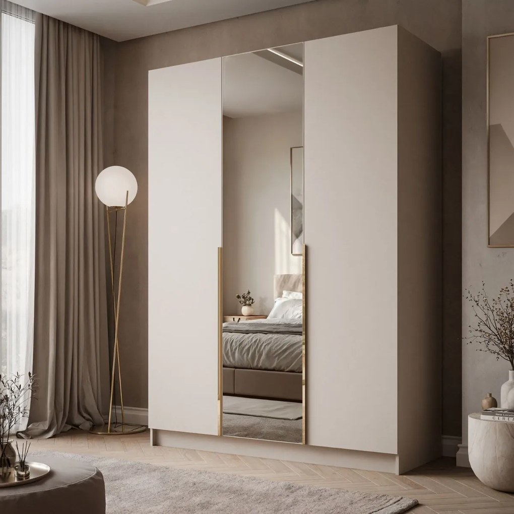 ŠATNÍKOVÁ SKRIŇA BLANCA 3D KAŠMÍR ZLATÉ ÚCHYTKY + ZRKADLO 150 cm