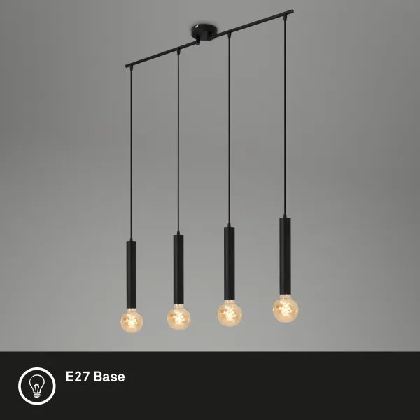 Briloner - Luster na lanku LONGA 4xE27/60W/230V čierna