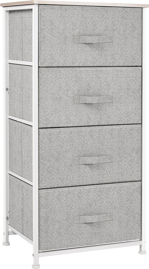 HOMCOM Komoda so 4 textilnými zásuvkami, úložná skrinka multifunctionálna do spálne, obývacej izby a chodby 45x30x92 cm šedá | Aosom