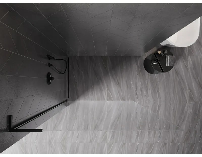 Mexen Kioto-X, L sprchová zástena 100 x 200 cm, 10mm číre sklo, čierny profil, 800-100-107-70-00-X