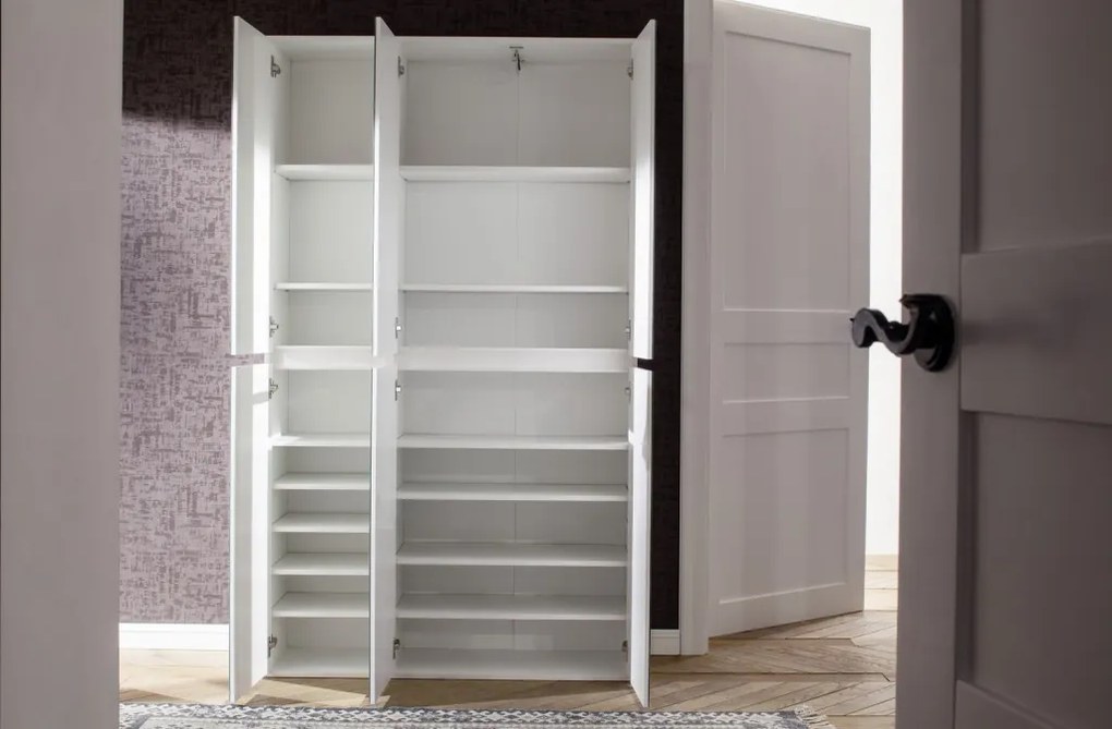 Zrkadlová viacúčelová skriňa s policami Mirror, 37 cm, biela