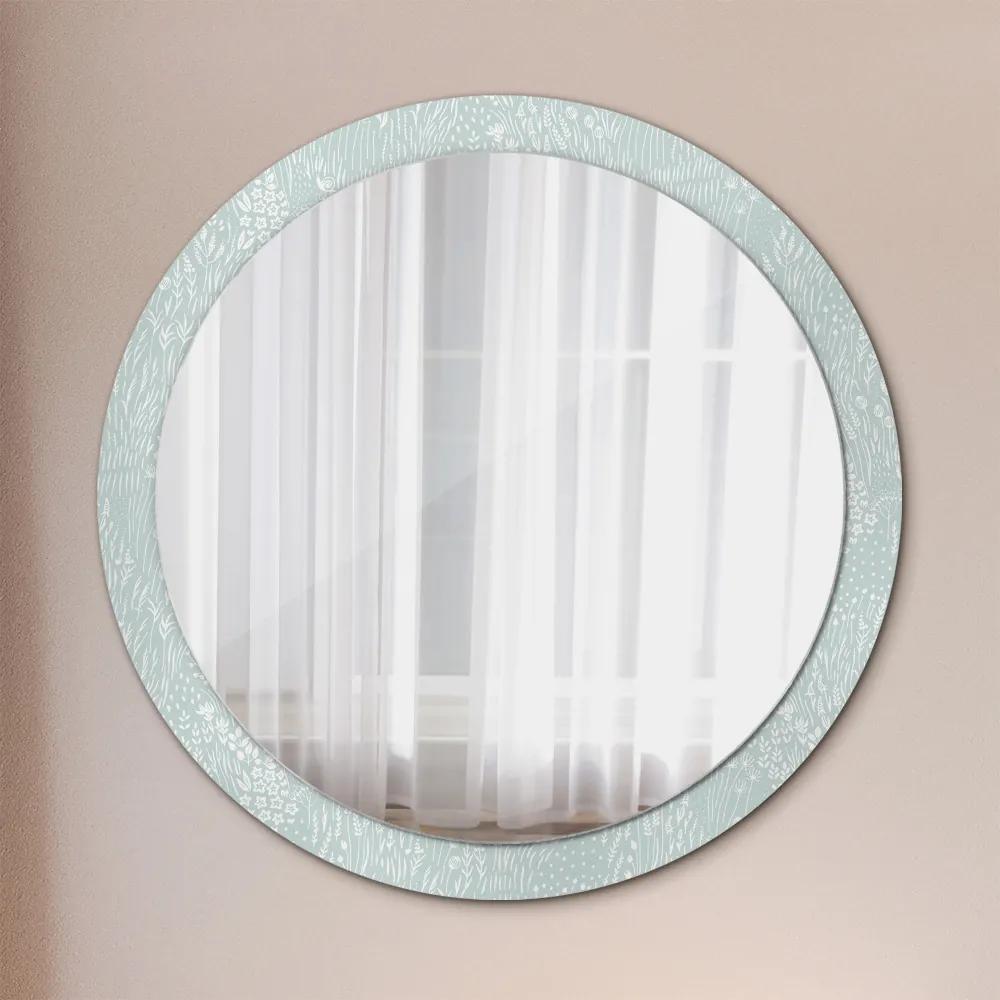 Okrúhle dekoračné zrkadlo s motívom Ručne -drawnové zloženie fi 100 cm