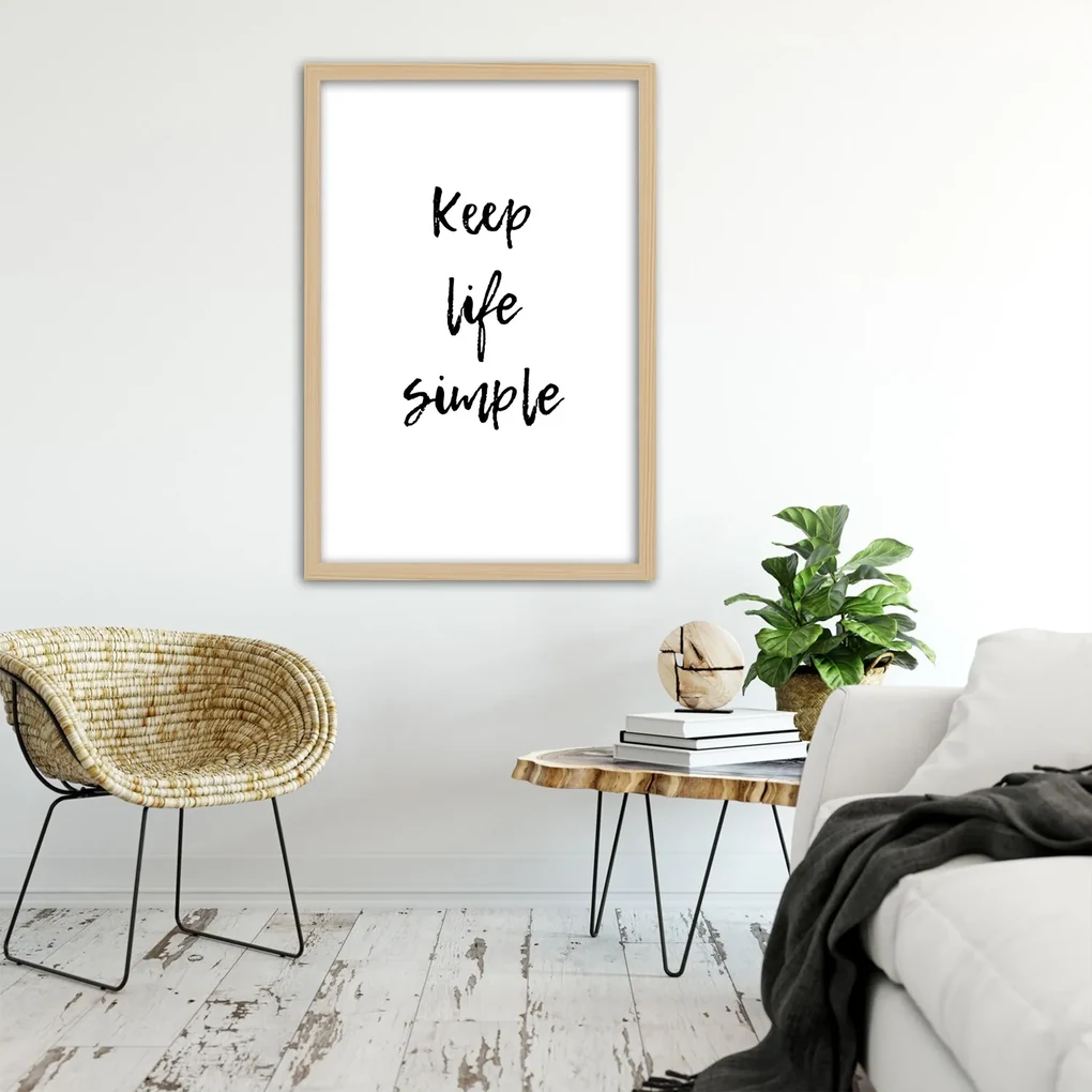 Gario Plagát Keep your life simple Farba rámu: Hnedá, Rozmery: 60 x 90 cm