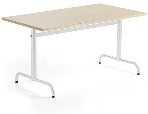 Stôl PLURAL, 1400x700x720 mm, HPL - breza, biela