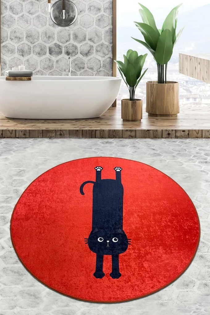 Koupelnový kobereček KITTY 80 cm červený