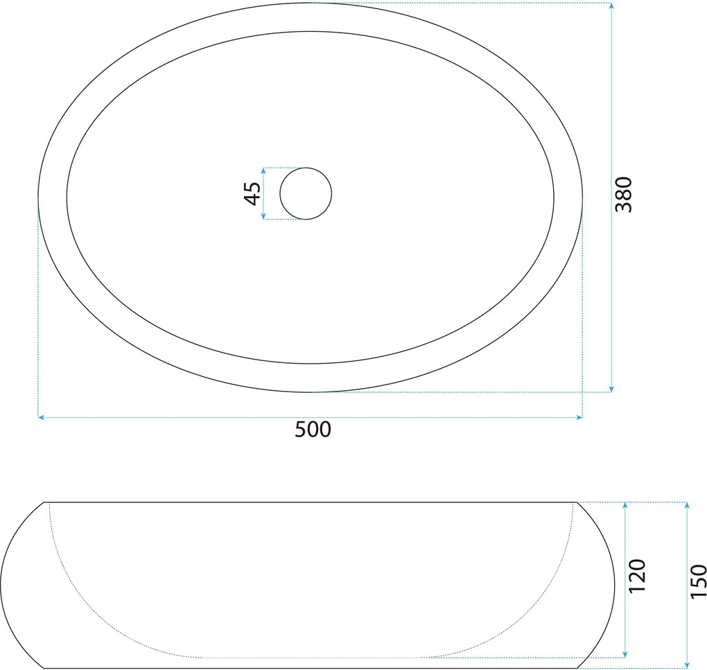 Rea Mika Ivory, umývadlo na dosku 500x380x150 mm, ecru-imitácia kameňa, REA-U7350