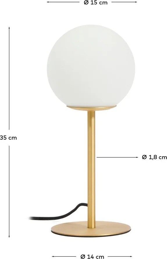 Biela/v zlatej farbe stolová lampa so skleneným tienidlom (výška 35 cm) Brisia – Kave Home