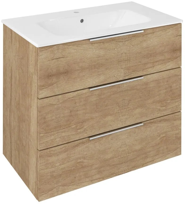 Sapho Sapho, CIRASA umývadlová skrinka 79,8x75x46cm, 3x zásuvka, dub Alabama, CR831-2222