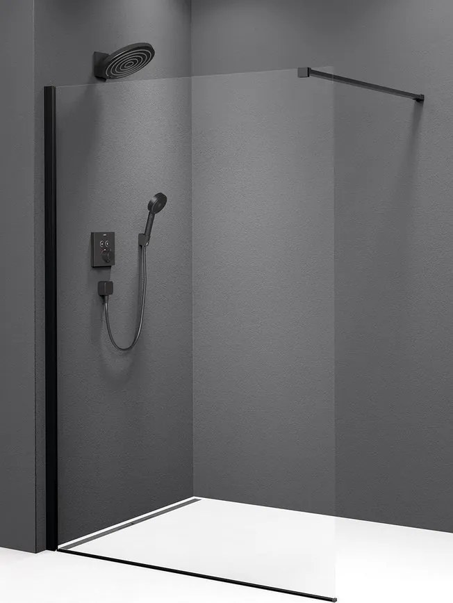 Polysan Polysan, MODULAR SHOWER BLACK stena na inštaláciu na múr, jednodielna, 800 mm, MS1-80B