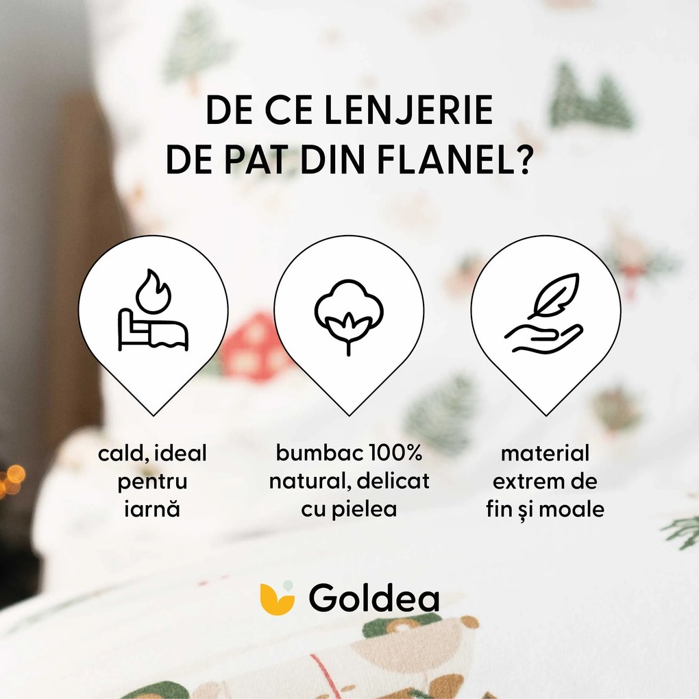 Goldea vianočné flanelové posteľné obliečky - tradičné vianoce 140 x 200 a 70 x 90 cm