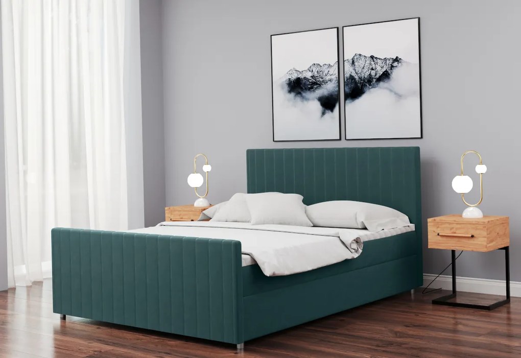 Čalúnená posteľ boxspring LANTINO + topper, 180x200, matt velvet 75