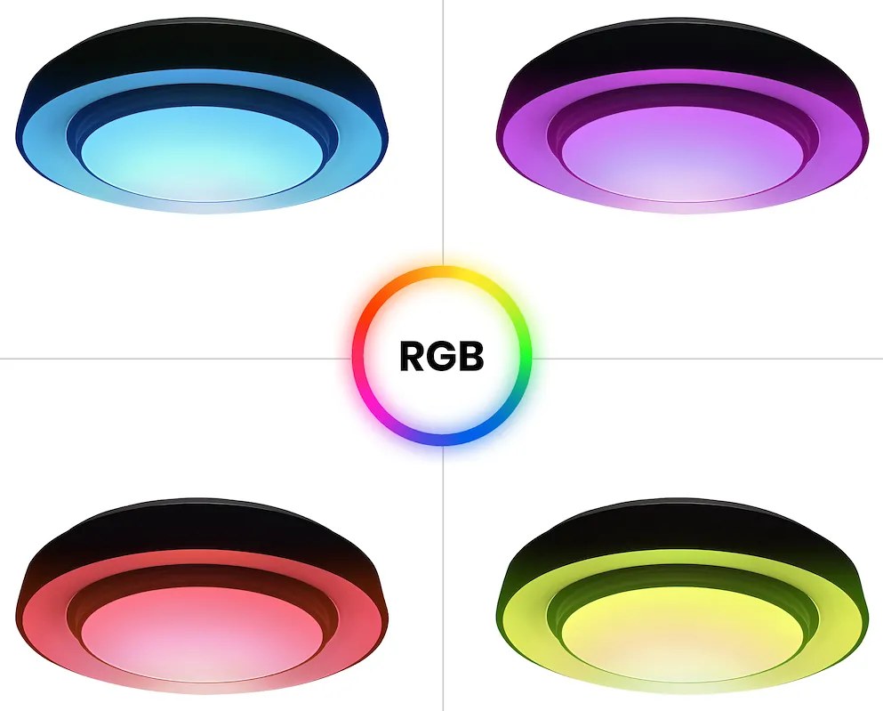 Stropné LED svietidlo Naomi Smart, 1x LED 24w, 3000-6000k, b, RGB, s ovládačom