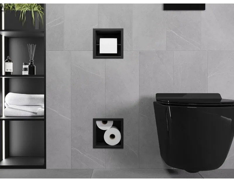 Mexen X-Wall-BP, držiak na toaletný papier so zabudovaným zásobníkom, čierna matná, 1974